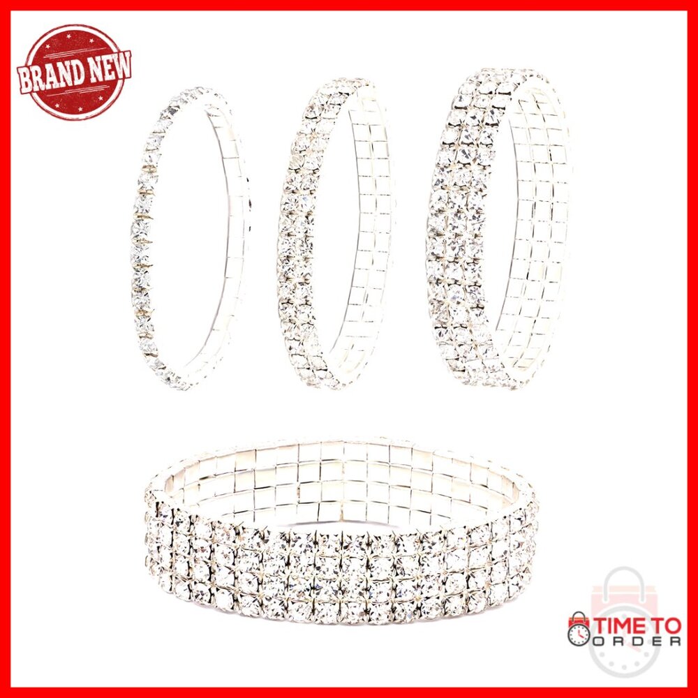 Sparkle Rhinestone Stackable Stretch Bracelets Elegant Tennis Jewelry Women